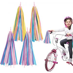 Kal-4 Pièces Vélo Guidon Streamers, Enfant Vélo Rubans Tassel Guidon, Glands Décoration Pour Vélo Pour Enfants, Poignee Velo Enfant Streamers, Facile À Attacher Au Guidon De Vélo De Scooter(2styles) - Neuf