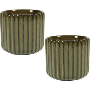 Eryi-Lot De 2 Tasses À Café En Faïence, Sans Anse - 180 Ml - En Céramique - Sans Anse - Pour Le Thé Et Le Café (Vert Lac) - Neuf