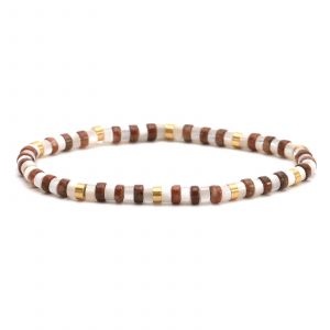 Bracelet Perles Heishi Turquoise Blanche ?il De Tigre 4mm - Neuf