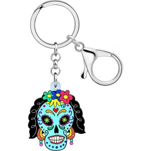 KAL-Porte-Clés En Acrylique Halloween Crâne De Sucre Pour Femmes Hommes Saison Effrayante Bijoux Punk Cadeaux Pour Clés De Sac À Main De Voiture - Neuf
