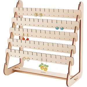 Nbgcm-Pandahall Organisateur De Boucles D'oreilles, Présentoirs De Boucles D'oreilles En Bois À 5 Étage, 65 Trous Bijoux Tour Boucle D'oreille Organisateur Titulaire Oreille Stud Titulaire - Neuf