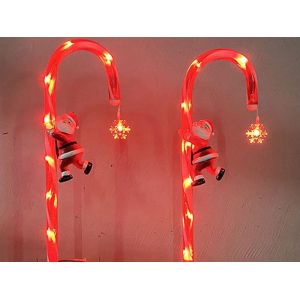 Guirlandes Solaires En Forme De Canne &Agrave; Sucre Pour D&eacute;coration De No&euml;l Ext&eacute;rieure - Lot De 2 - Neuf