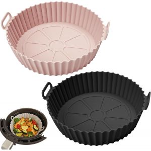 Moule Silicone Air Fryer Accessoire,2 Moules En Silicone Pour Friteuse,18cm Plus &Eacute;pais 110g Accessoires Pour Friteuse,Papier Sulfuris&eacute; De Remplacement Pour Friteuses 3l-5l - Neuf