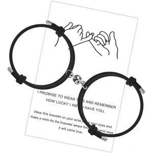 Kal-Lot De 2 Bracelets Magn&eacute;tiques Pour Couple D'attraction Mutuelle Et Corde Tress&eacute;e R&eacute;glable Avec Pendentifs Avec Bracelets Et Bijoux, L, Corde De Cire Cloches Magn&eacute;tiques - Neuf