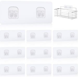 ERYI-Lot De 10 Crochets Adhesifs De Rechange Pour Etagre De Douche, 6 X 14 Cm, Auto-Adhesifs Sans Perage, Muraux - Pour Cuisine, Salle De Bain, Wc Porte Mur (10 Kg Max) - Neuf