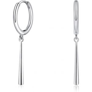 Kal-Boucles D'oreilles Créoles En Argent Sterling 925 Avec Pendentif, Hypoallergéniques Et Légères, Boucles D'oreilles Pendantes En Argent, Bijoux Cadeau Pour Femme, Fille, Petite Amie, Maman - Neuf