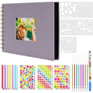 Album Photo Scrapbooking 60 Pages Noires Diy Spirale Album Fait Main Bricolage Livre De M&eacute;moire Scrapbooking Livre Souvenirs Albums Photo Pour Mariage, Anniversaire, Voyage (Bleu) - Neuf