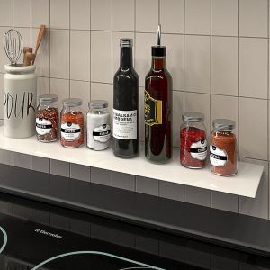 TIANYI-Étagère Murale en Verre 100x17.8cm, étagère en Verre pour Salle de Bain, étagère de Douche en Verre Noir avec Verre de sécurité trempé de 6mm et Supports métalliques (Blanc) - Neuf