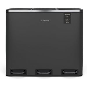 U2013 Poubelle De Tri &Agrave; P&eacute;dale N&deg;990, Acier Inoxydable, Triple Compartiment De 18l, Sac Compatible 30l, Tri S&eacute;lectif, Seaux Amovibles, Pratique, Fermeture Silencieuse, Gris Anthracite - Neuf
