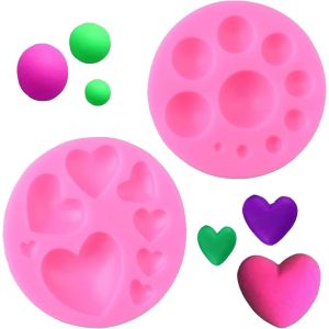 Kalanka-2 Pi&egrave;ces Moule En Silicone, Moule En Silicone En Forme De Coeur,Moule En Silicone De Forme Ronde, Pour La Fabrication De Chocolat, G&acirc;teaux, Gel&eacute;e, P&acirc;tisserie,Bonbons Morlight046-Kalanka - Neuf