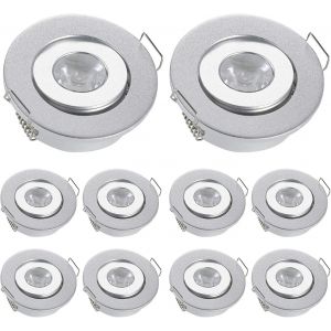 Kal-Lot De 10 Mini 3w Led Mini Downlight Rond Spot De Plafond Réglable 220v Led Cabinet Encastrable Lights - Neuf