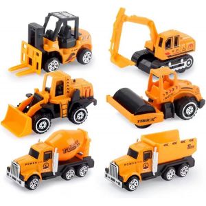MDY-Lot de 6 Véhicules de Construction en Métal Moulé sous Pression, Véhicules de Chantier en Métal, Engins de Chantier Jouet, Voiture Jouet Enfants, Cadeau Jeu Educatif, Pour les Enfants Plus de 3 a - Neuf