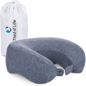Coussin de Voyage ANDAR Quickdry à Mémoire de Forme|Oreiller Cale Nuque Ergonomique|Mousse Viscoélastique|Taie avec Thermorégulation à Séchage Rapide et avec Fermeture par Bouton-Pression - Neuf