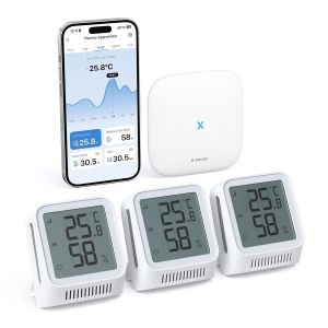 Thermom&egrave;tre Hygrom&egrave;tre Int&eacute;rieur Connect&eacute; Compatible Alexa, Petit Capteur avec &Eacute;cran LCD Mesure Temp&eacute;rature et Humidit&eacute;, Station SBS50 Requise, STH0A, Lot de 1 - Neuf