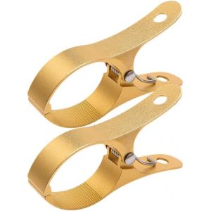 Pack de 2 Or Serviette de Plage Clips de coupe-Vent en Metal Quilt Clips Piscine President des pinces a Linge pour le Sechage des Couvertures de Croisiere Chaises longues - Neuf