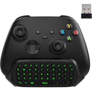 Xbox One Clavier En Anglais À Rétroéclairage Vert, Manette De Jeu Récepteur 2.4g Casque Prise Jack Audio Pour Xbox S/Elite/Series X/S 2020, Noir - Neuf
