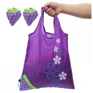 Lot De 2 Sacs Fourre-Tout Pliables Réutilisables Pour Courses (Raisin)-Générique - Neuf