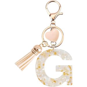 Kal-Porte-Cl&eacute;s Pour Fille - Pendentif En Forme Coeur - Porte-Cl&eacute;s Avec Lettre Porte-Cl&eacute;s Fille Initiale- Cadeau Pour Femme Gland Or Porte Clef Femme - Neuf
