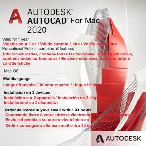 Autocad 2020 Pour Mac 1 An De Licence | Mac Os | Livraison Num&eacute;rique Dans Les 24 Heures | Guide De T&eacute;l&eacute;chargement Du Logiciel Inclus | Version Fran&ccedil;aise (D'autres Langues Disponibles) | - Neuf