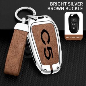 Étui en cuir et alliage de Zinc pour clé de voiture,housse de protection avec pour citroën C5,coque de porte-clés,accessoires de style de voiture sans clé - Type Silver Brown Set - Neuf
