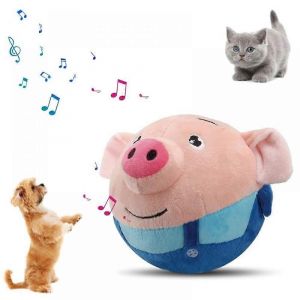 Jouet En Peluche Pour Animaux De Compagnie, Jouet Interactif Pour Chien, Balle Mobile Et Parlante, Jouet Électronique Lavable En Peluche Avec Son Cochon De Dessin Animé, Jouets Mignons À Secouer Et À Rebondir Pour - Neuf