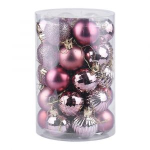 34 Pièces 4cm Incassable Boule De Noël Ornements Pour Noël Arbre Mariage Fête D'anniversaire Décor-Or Rose - Neuf