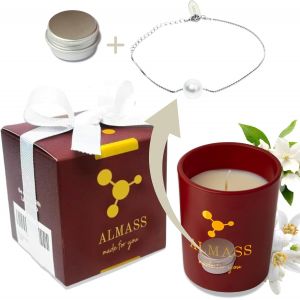 Tianyi-Bougie Bijoux -- Bougie Parfumée 180g + Bracelet Argent 925 Réglable, À L'intérieur - Cire Naturelle Végétale - Parfum Français + Petite Boîte À Bijoux - Coffret Cadeau Femme Bougie - Neuf