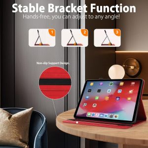 Coque Pour Samsung Galaxy Tab A9 8.7 Pouces 2023 Sm-X110/X115/X117 - Étui Housse De Protection Cuir Pu Avec Fonction Support/Portefeuille Coque Tablette (Rouge) - Neuf