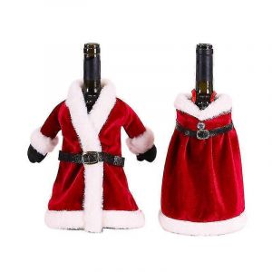 De no&euml;l de No&euml;l Bouteille de Vin de Couverture Cr&eacute;atrice de Robe de Style Bouteille D&eacute;cor Costume(rouge) (Blanc)(2pcs) - Neuf