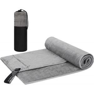 Letnerny-Serviette Sport Musculation, Serviette De Fitness Avec Fixation Antidérapante, Serviette De Sport En Microfibre Avec Poche Zippée, 100x40 Cm - Neuf