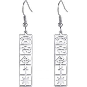 Kal-Boucles D'oreilles Pendantes En Cartouche Pour Femmes Boucles D'oreilles En Cartouche Boucles D'oreilles En Cartouche Personnalisées Hieroglyphes Ancienne Égypte Amulette Bijoux - Neuf