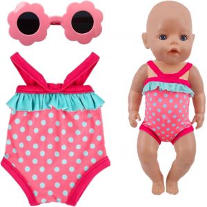 Set de Maillot de Bain pour Poupée, Tenue de Piscine de Poupées avec Lunettes de Soleil, Vêtements de Accessoires pour Poupée pour Poupée 40-45 cm, - Neuf