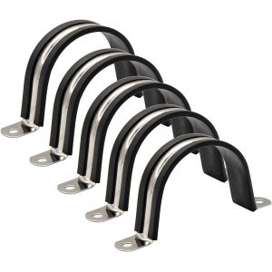 5 Morceaux de Tuyau Clips, Noir Tube de Caoutchouc bride de fixation, collier en Acier Inoxydable, Adapté à la Famille Pipe à Eau, Réservoir de Gaz, de l'Automobile Tube - Neuf