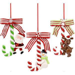 No&euml;l En Argile Canne En Bonbon Avec Bowknot Pendaison Charmes Du P&egrave;re No&euml;l Bonhomme De Neige Renne Arbre De No&euml;l De La Pendaison Des Ornements D'Arbre De No&euml;l D&eacute;coration De No&euml;l - Neuf