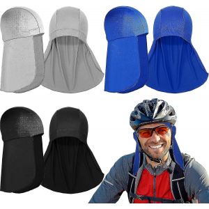 3 Pièces Casque Liner Avec Masque De Cou, Refroidissement Skull Caps Sweat Wicking Cap Avec Tail Sun Cycling Running Neck Protection Hat Pour Hommes Femmes, 3 Couleurs - Neuf