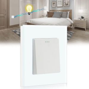 Interrupteur Va et Vient 1 Gang 2 Voie,Blanc Interrupteur encastrable sans vis à bascule,10A Interrupteur à bascule avec panneau en verre,Interrupteur d'éclairage pour la salle de bains - Neuf