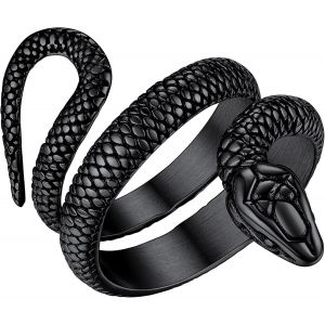 Bnhgc-Bague Cobra Homme Anneau Serpent Ouvert Boa Cobra Garcon Enfant Fils Acier Inxydable[Argenté/Or/Noir-52/57/59/62/64/67/69/72] - Neuf