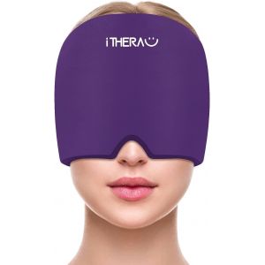 Jgd-Itherau Masque Migraine Relief Hat - Réutilisable Bonnet Anti Migraine - Poche De Glace Gel Migraine - Casque Anti Migraine, Headache Cap - Bandeau Migraine Froid - 360° Refroidissement Naturel - Neuf