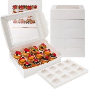 Mevronisshop-Bo&icirc;te &Agrave; G&acirc;teau 10 Pi&egrave;ces, Bo&icirc;te &Agrave; Cupcake Avec 12 Trous, Bo&icirc;tes De Transport Pour G&acirc;teaux Pour Emballer Des G&acirc;teaux Et D&eacute;corer Des Cadeaux - Neuf
