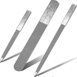 3 Pièces Ensemble De Lime À Ongles En Diamant En Acier Inoxydable Lime À Ongles Double Face En Métal Saphir Lime Tampon Lime Lime De Manucure Planches D'émeri Pour Ongles Naturels Pour Salon Hom - Neuf