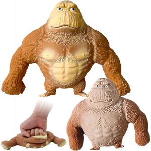KAL-2 Pcs Gorille Extensible Jouet &Eacute;lastique Gorilla Jouet Gorille Anti-Anxi&eacute;t&eacute; Gorille Anti-Anxi&eacute;t&eacute; Marron Figurine De Gorille Anti Stress Stretch Gorilla Squishy Monkey Objet (Un Grand Et Un Petit) - Neuf