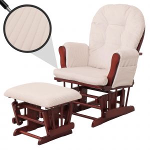Fauteuil relax HWC-C76, fauteuil &agrave; bascule Fauteuil oscillant avec pouf Tissu Velours 320g/m&sup2; &Ouml;ko-Texcr&egrave;me B&acirc;ti fonc&eacute; - Neuf