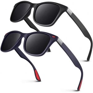 Lunettes De Soleil Homme Polarisées Vintage Tr90 Mode Classiques Ultraléger Carrées 100% Protection Uv400 Lunettes De Soleil - Neuf