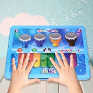 Jouet D'apprentissage De La Musique A Tambour Tablette De Batterie Anglaise Jouet Educatif Pour La Petite Enfance Cadeau (Bleu Ciel) - Neuf