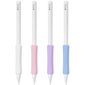FAFALITHIC Lot de 4 poignées en silicone compatibles avec Apple Pencil 2ème génération, Apple Pencil USB-C et Apple Pencil Pro ergonomique iPencil (violet/rose/jaune/vert) - Neuf
