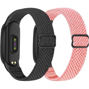 Lot De 2 Bracelets De Montre &Eacute;lastiques R&eacute;glables Compatibles Avec Xiaomi Mi Band 7/Mi Band 6/Mi Band 5, Bracelet De Sport En Nylon Extensible Pour Xiaomi Mi Band 7/6/5 Homme Et Femme - Neuf