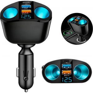 JGD-Allume Cigare USB, Chargeur Telephone Voiture, Adaptateur Allume Cigare Double 120W PD3.0 2.4A, Convient pour Les T&eacute;l&eacute;phones Portables, Les Tablettes et Les Cam&eacute;ras Embarqu&eacute;es - Neuf