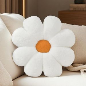 Cauc-Coussin Fleuri, Blanc Coussins D&eacute;coratifs Blancs, Coussin De Sol Mignon, Coussins D&eacute;coratifs Preppy Pour La Chambre, Canap&eacute; Ou Sofa 38 Cm - Neuf