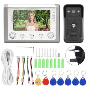 Sonnette de vision nocturne 7 pouces, interphone video avec carte d'identite TFT, camera 100-240 V, prise UK - Neuf