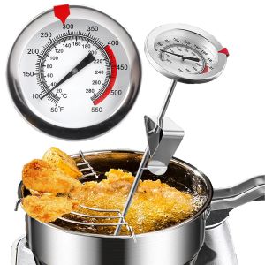 KAL-Thermomètre À Viande, Thermomètres À Huile En Acier Inoxydable Avec Clip De Fixation Et Lecture Instantanée, Thermomètre Barbecue Pour Bbq, Gril, Fours À Pizza, Mesure De 10-290°C/50-550¿ - Neuf